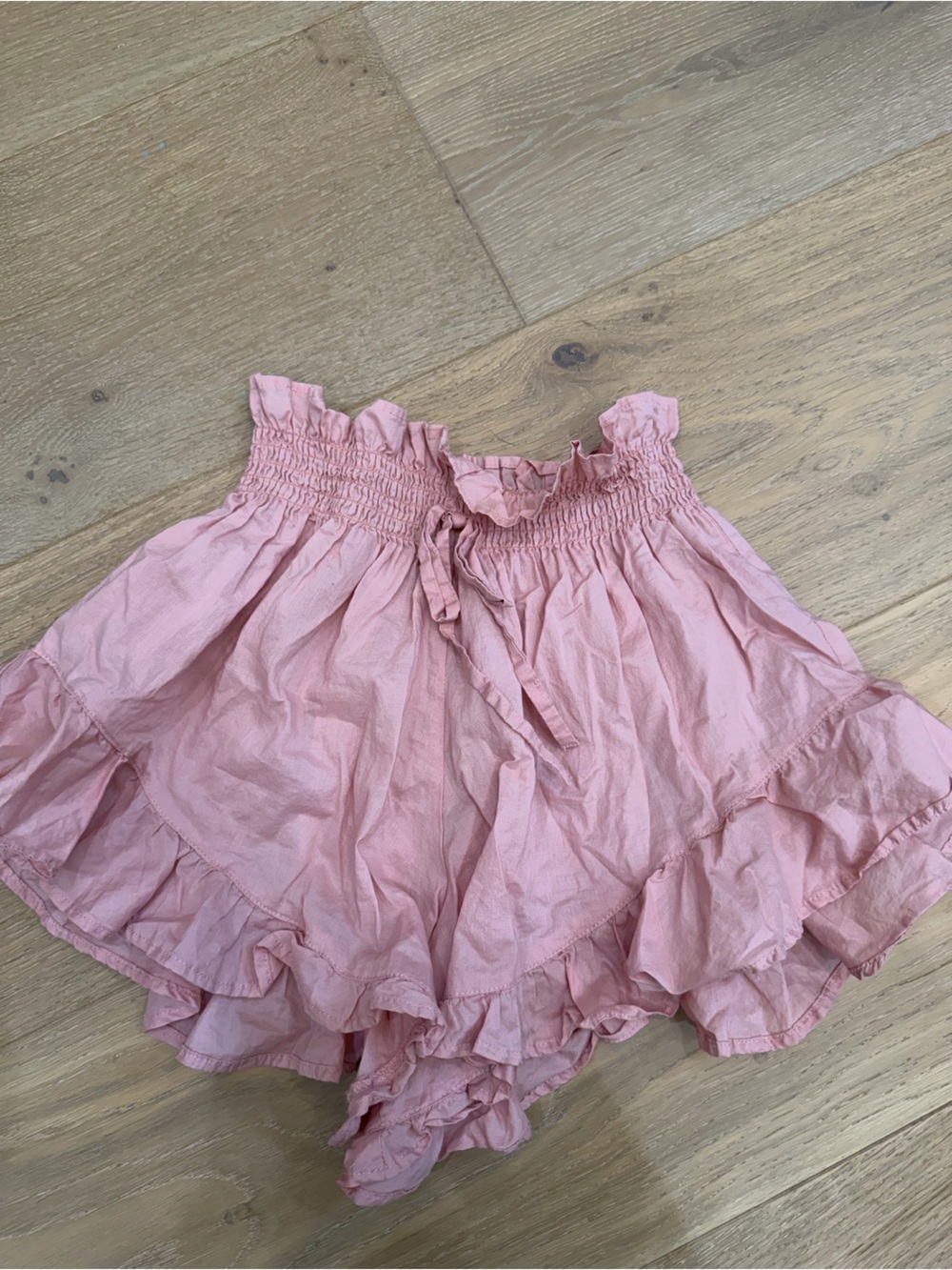 Montce Dusty Pink Ruffle High-Waist Shorts